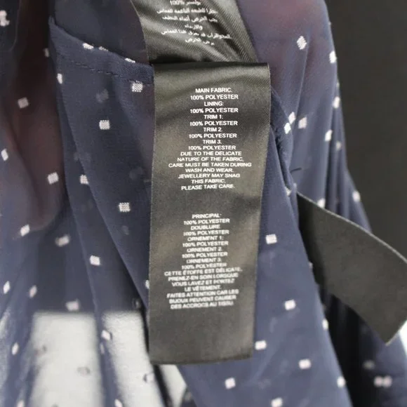 Self-Portrait Navy White Swiss Dot Plumetis Frilled One Shoulder Blouse Top 0 XS - Picture 9 of 9